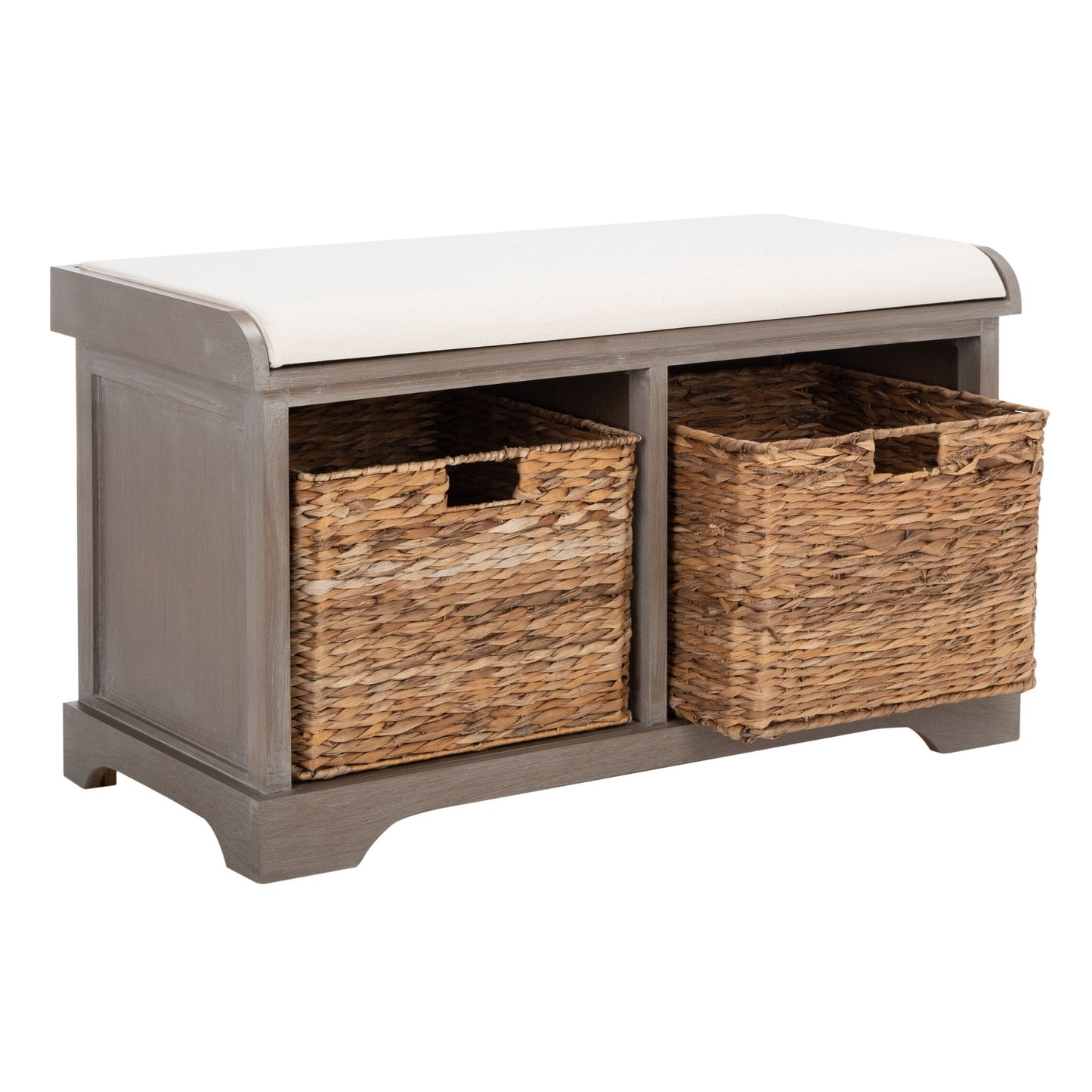 Banc de rangement tressé marron Euphemia de SAFAVIEH - 33,5 x 16,1 x 19,9 - 34 L x 16 P x 20 H