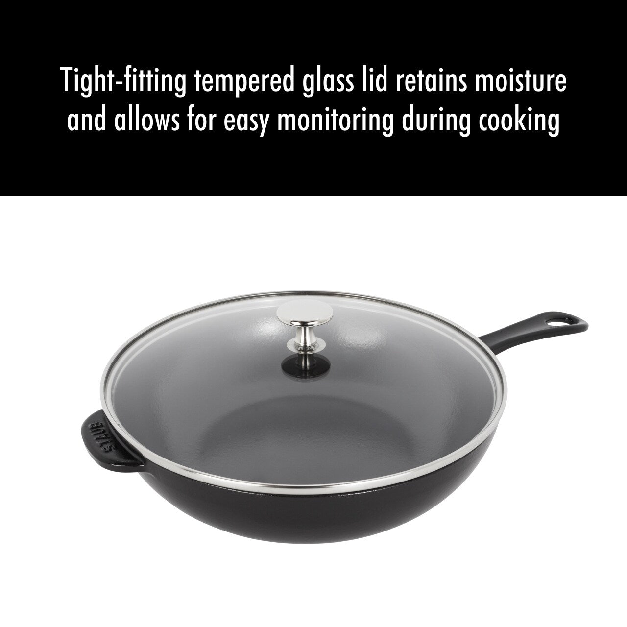 Poêle quotidienne en fonte STAUB de 2,9 pintes avec couvercle en verre