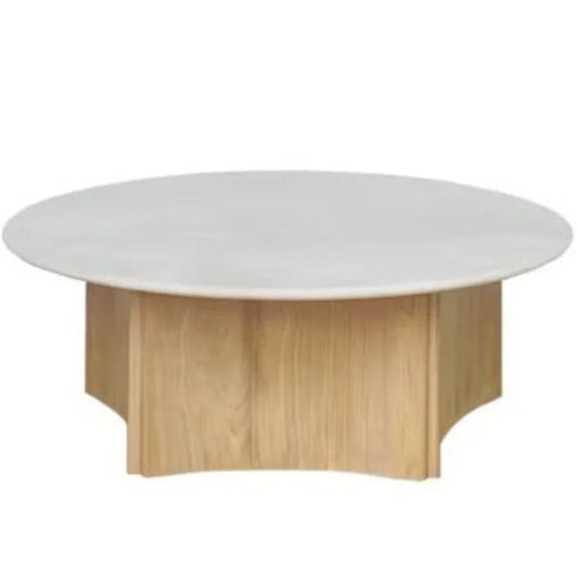 Table basse incurvée en teck et grès