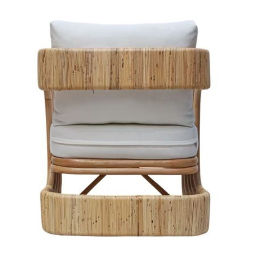 Chaise longue sculpturale en rotin