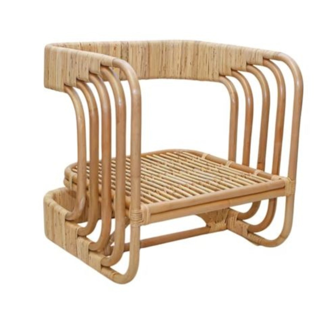 Chaise longue sculpturale en rotin