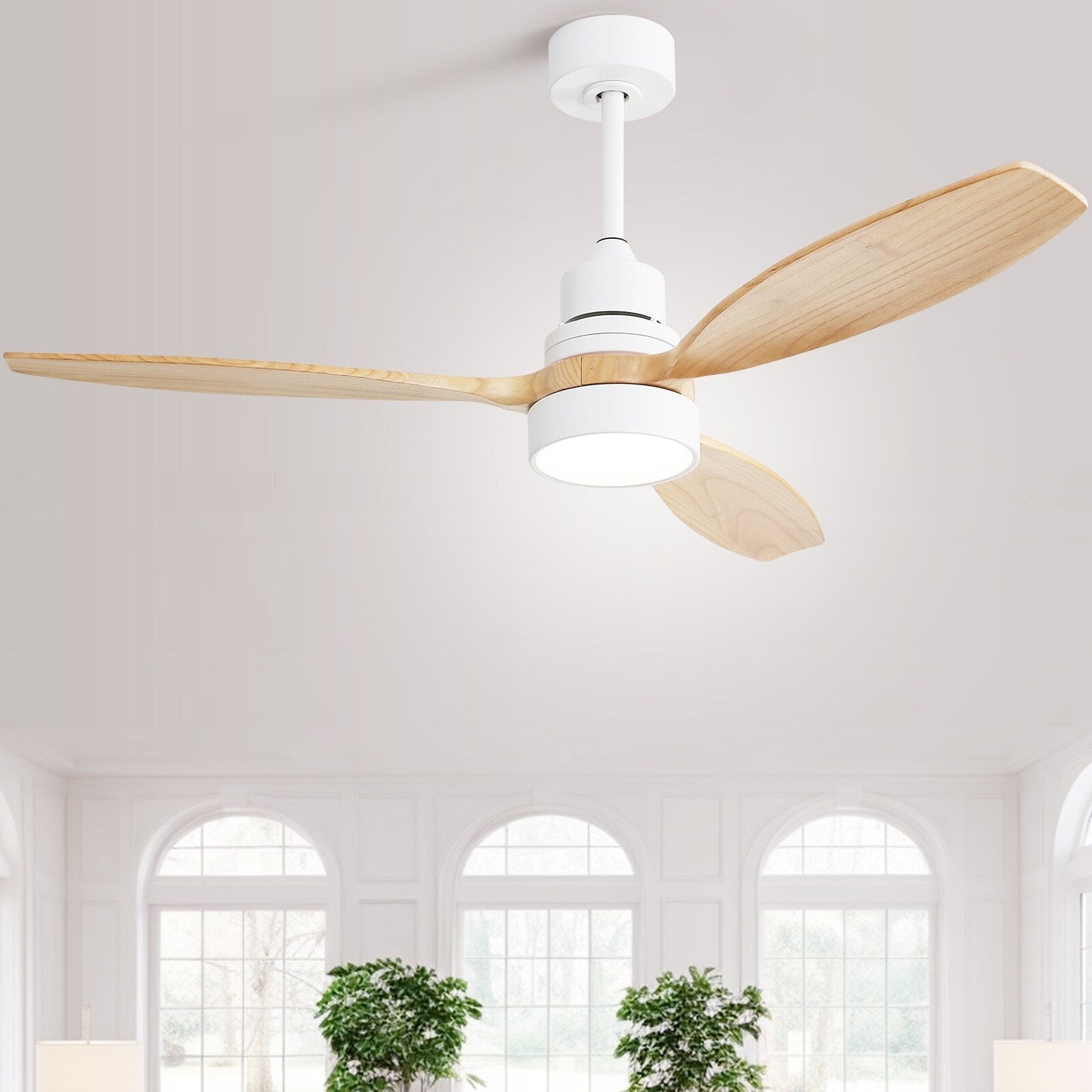 Ventilateur de plafond d'intérieur en bois Sofucor 52 avec télécommande et éclairage intégré en option