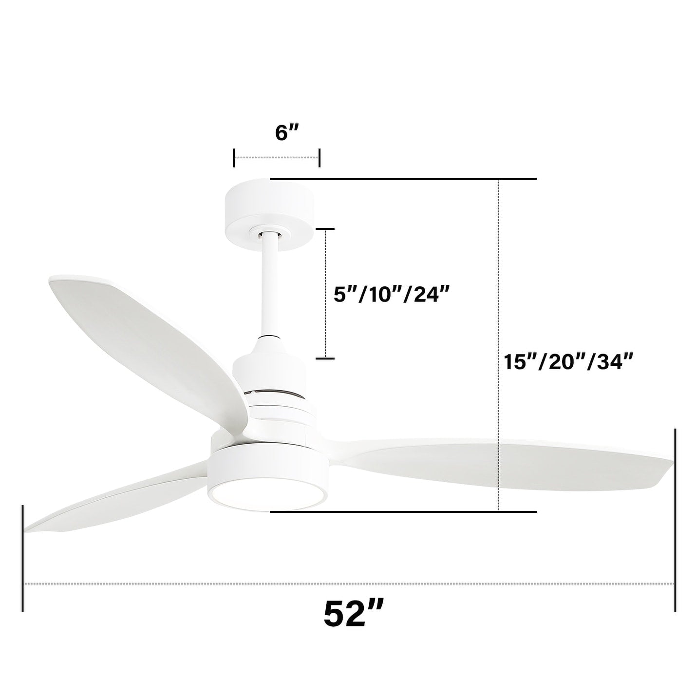 Ventilateur de plafond d'intérieur en bois Sofucor 52 avec télécommande et éclairage intégré en option