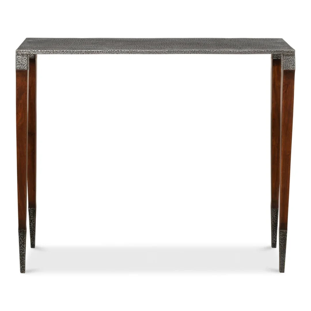 Table console moderne avec plateau en fer ancien