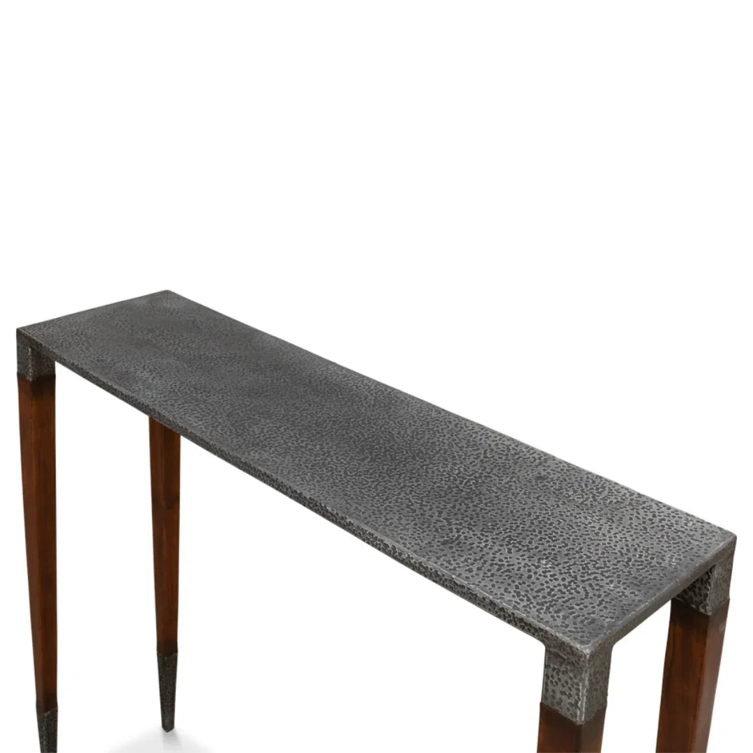 Table console moderne avec plateau en fer ancien