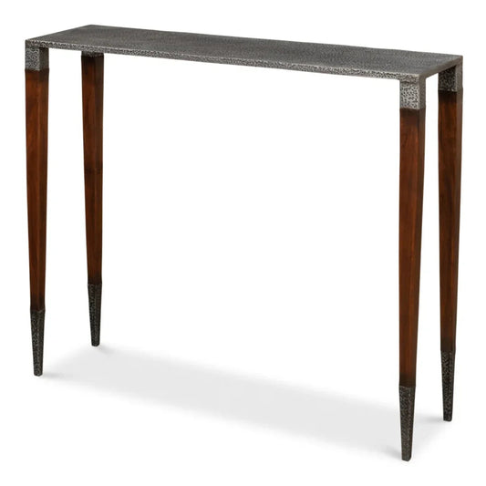 Table console moderne avec plateau en fer ancien