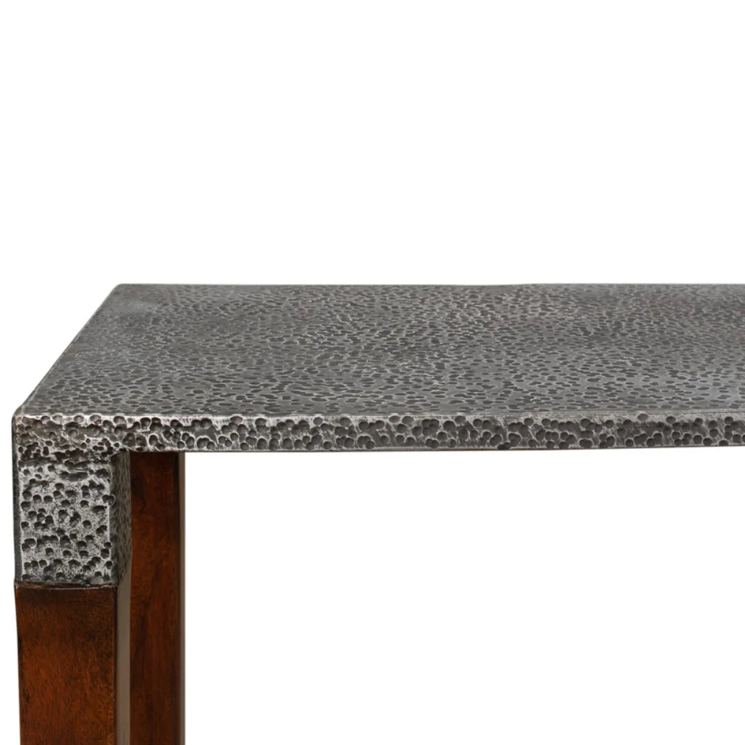 Table console moderne avec plateau en fer ancien