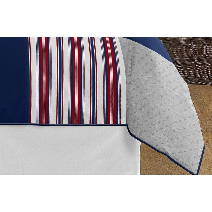 Ensemble de couette 3 pièces pour garçon, collection Sports, motif de baseball rouge, blanc et bleu, taille double/queen