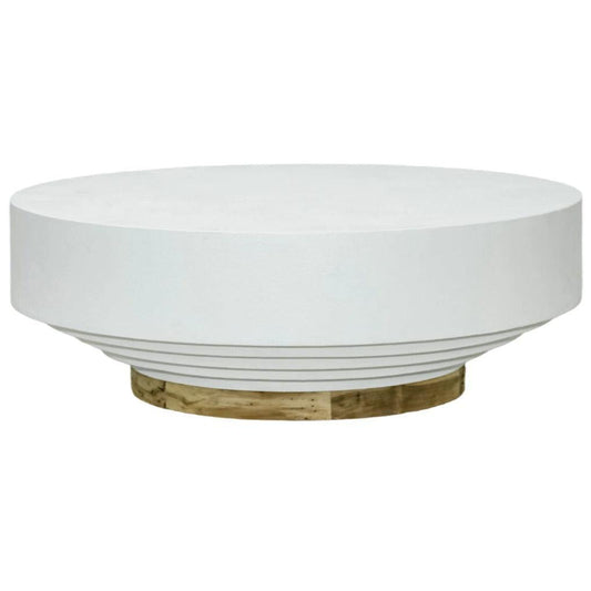 Table basse d'extérieur ronde blanche Tambor
