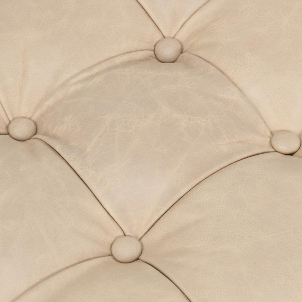 Pouf touffeté rustique en cuir pleine fleur