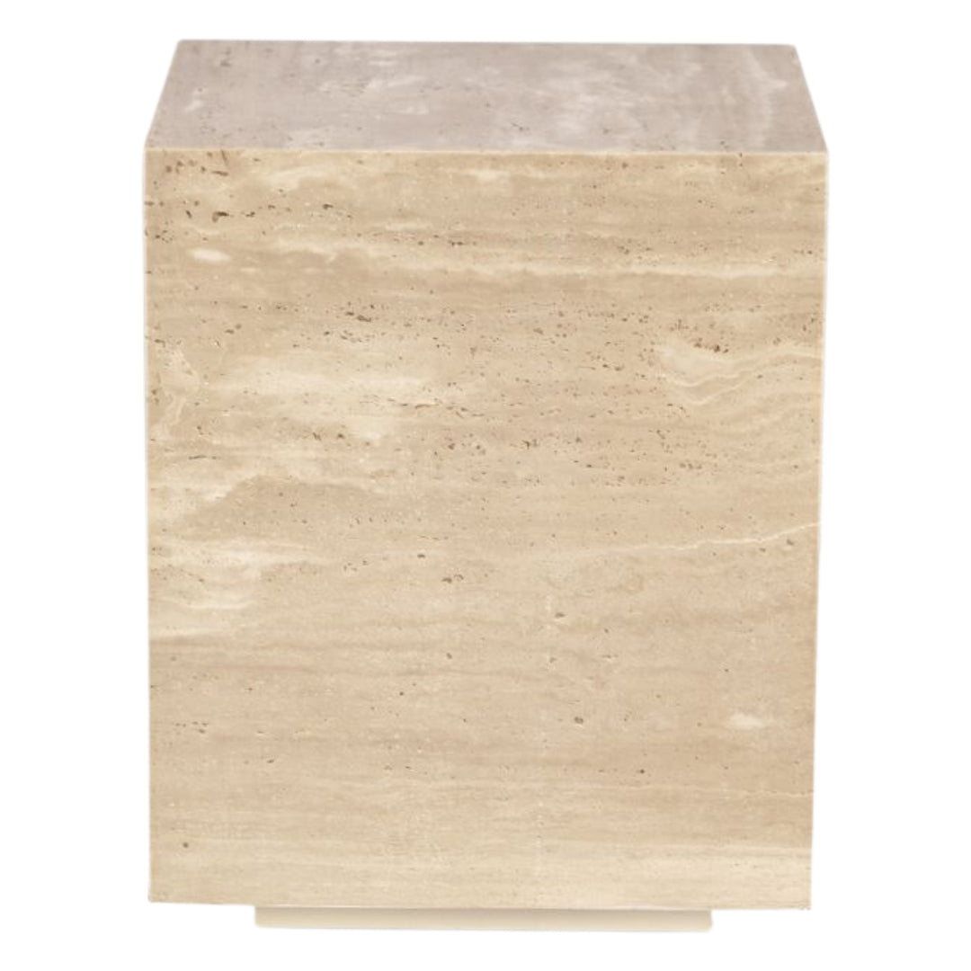 Table d'appoint tambour en pierre de travertin