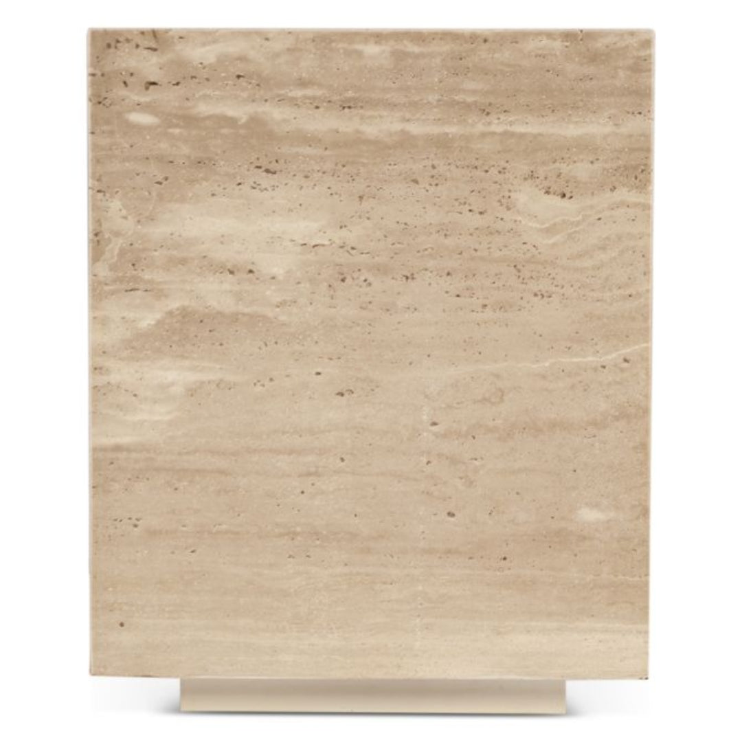 Table d'appoint tambour en pierre de travertin