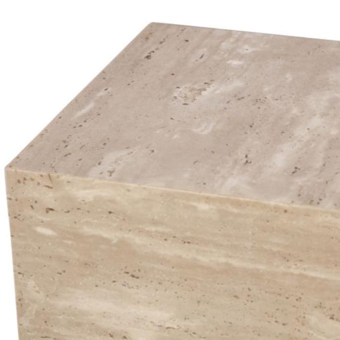 Table d'appoint tambour en pierre de travertin