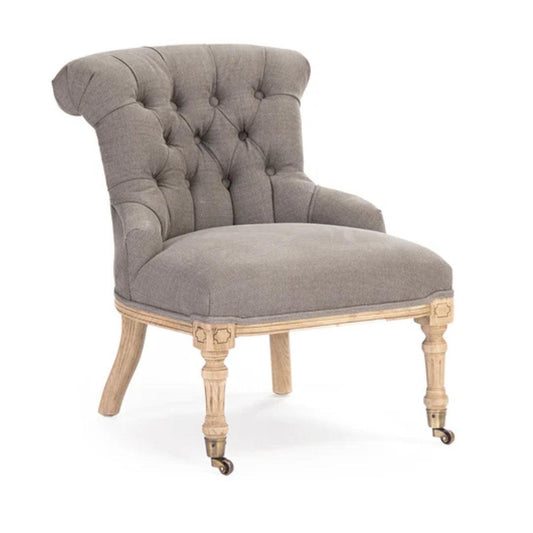 Chaise d'appoint capitonnée avec pieds en bois gris
