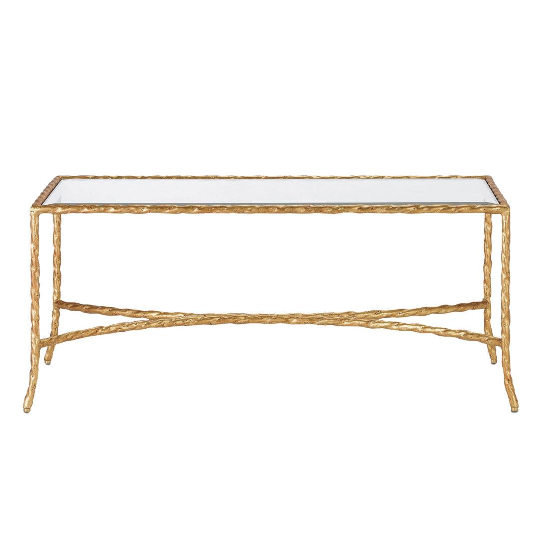 Table basse torsadée en feuille d'or