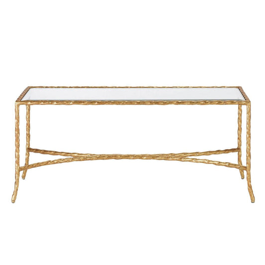 Table basse torsadée en feuille d'or