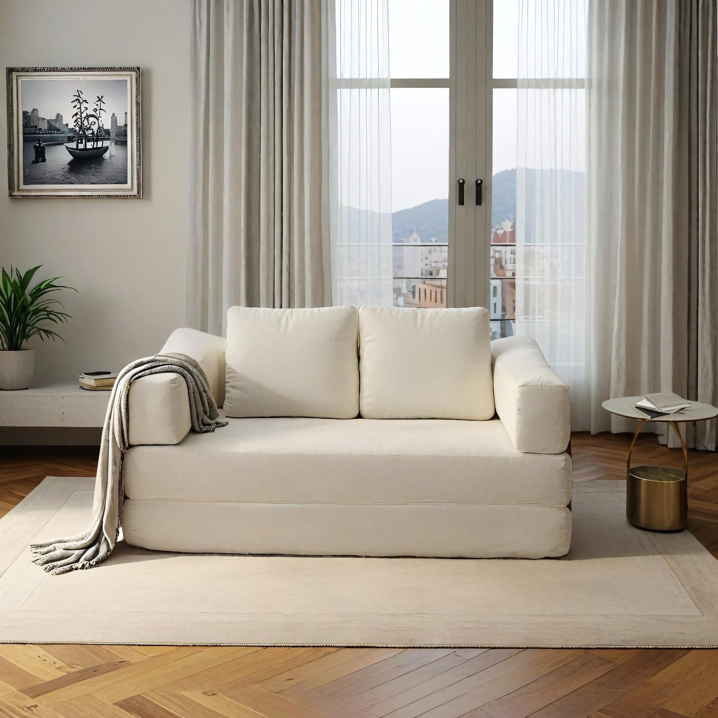 Canapé-lit convertible rembourré 70,87 $, fauteuil convertible, canapé de sol confortable pour salon, chambre, tissu chenille