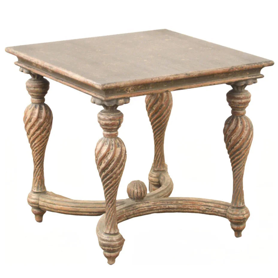 Table d'appoint en bois sculpté Verte