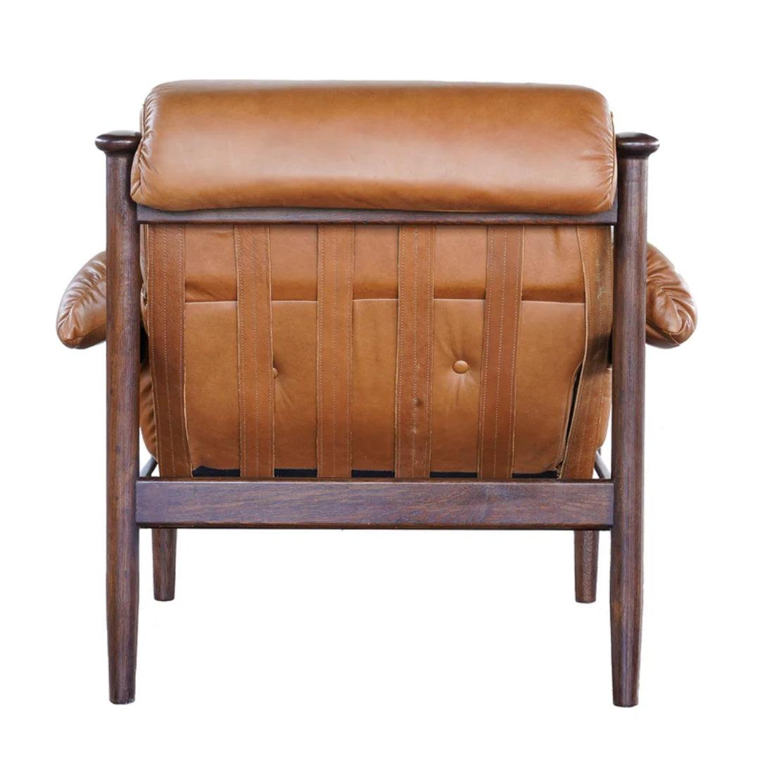 Fauteuil moderne en cuir avec cadre en noyer