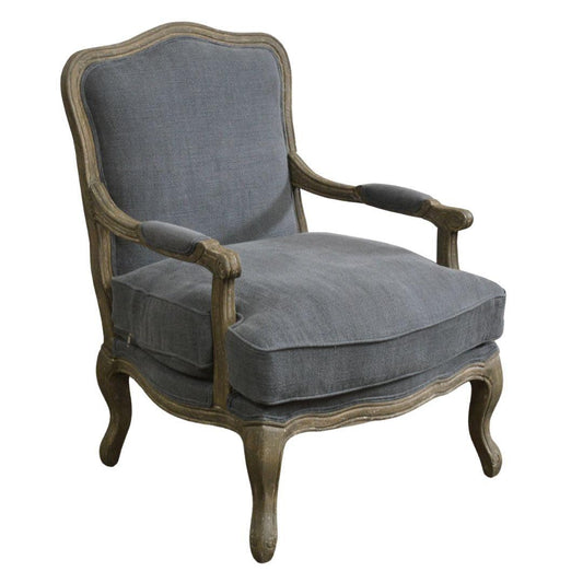 Chaise à cadre en bois bleu-gris français