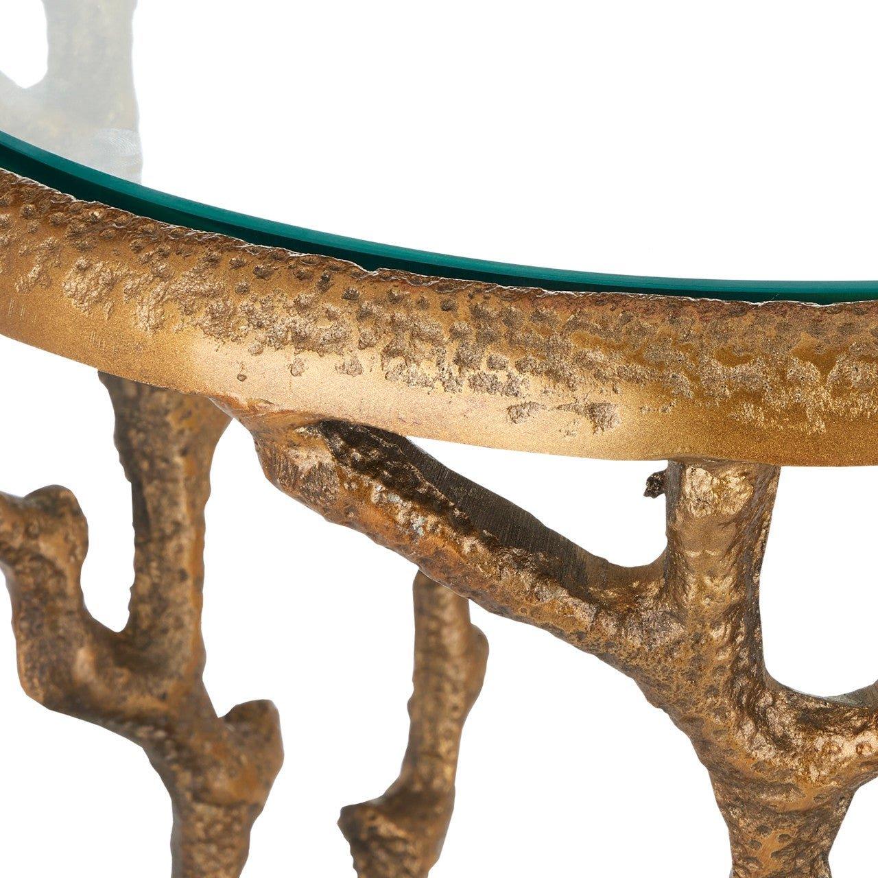 Table d'appoint en laiton et corail