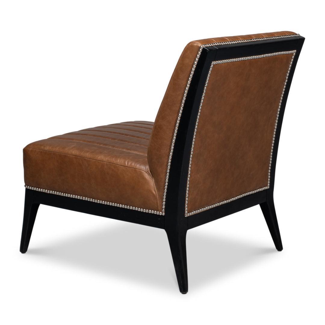 Fauteuil chausson moderne en cuir marron