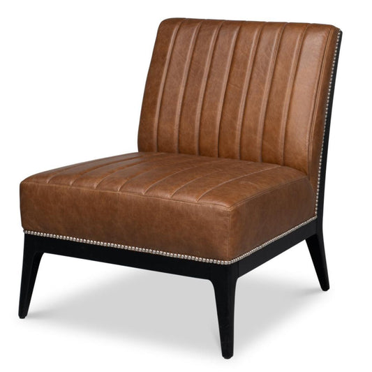 Fauteuil chausson moderne en cuir marron