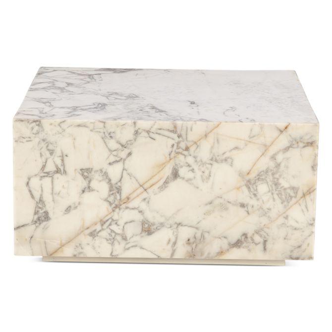 Table basse carrée en marbre albâtre blanc