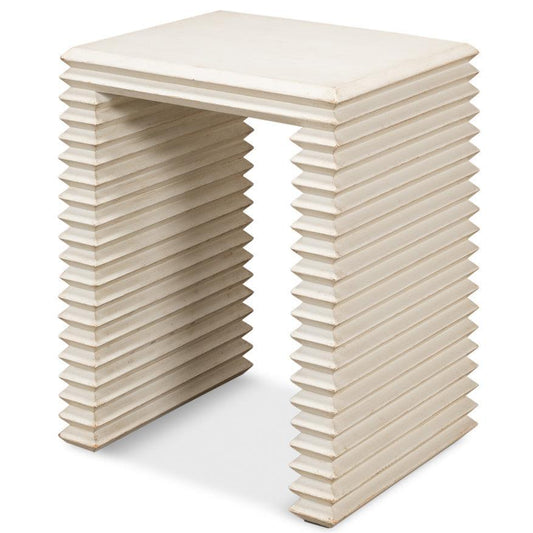Table d'appoint blanche antique empilée
