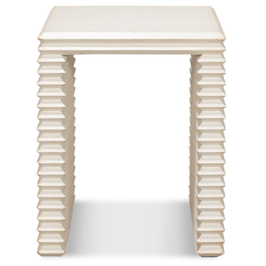 Table d'appoint blanche antique empilée