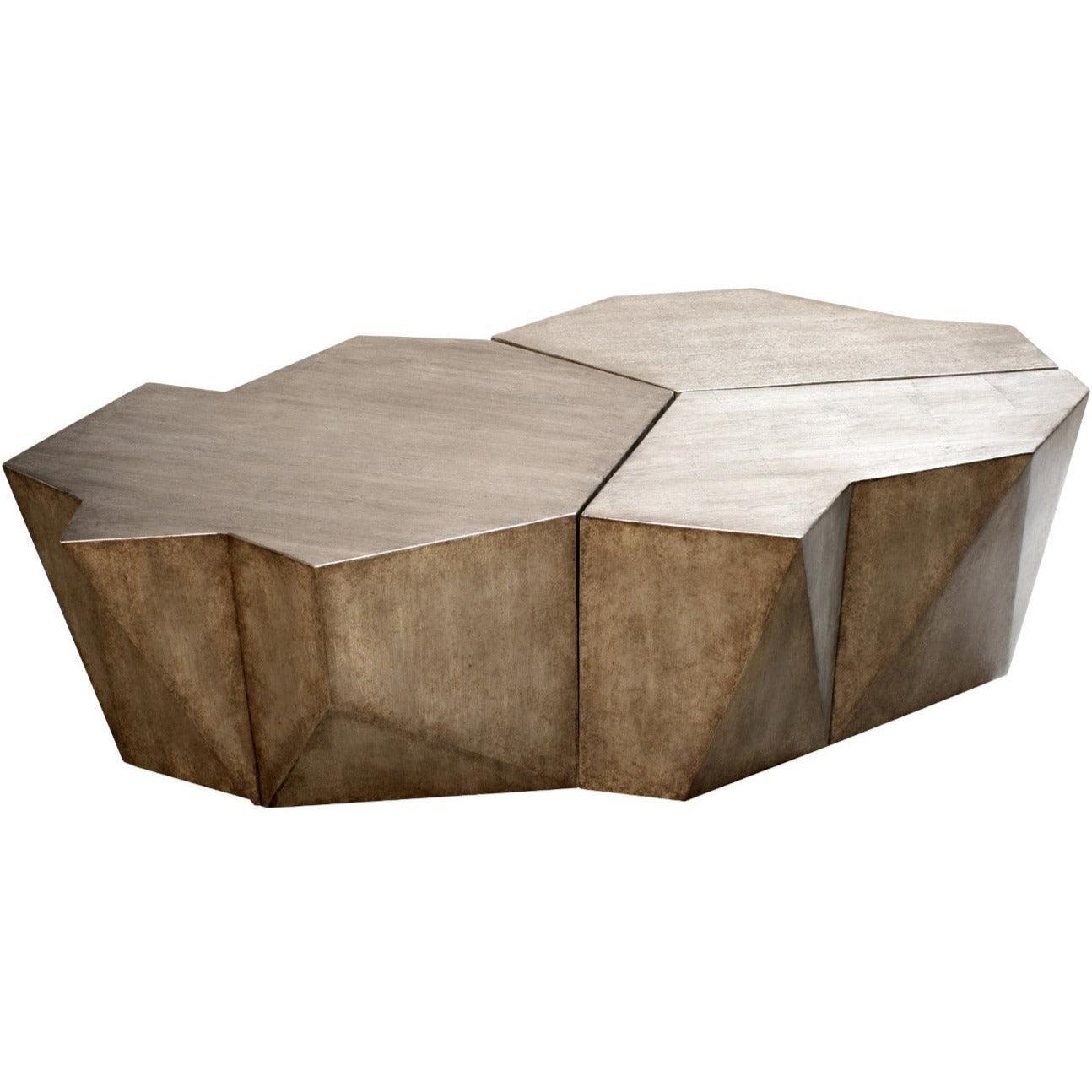 Table basse géométrique moderne en argent vieilli