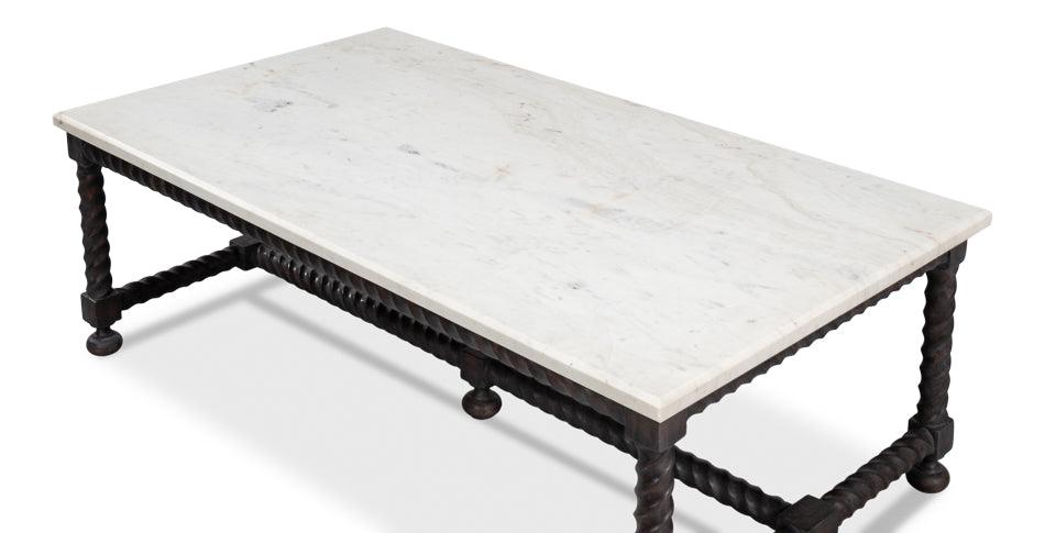 Table basse avec plateau en marbre blanc Barley