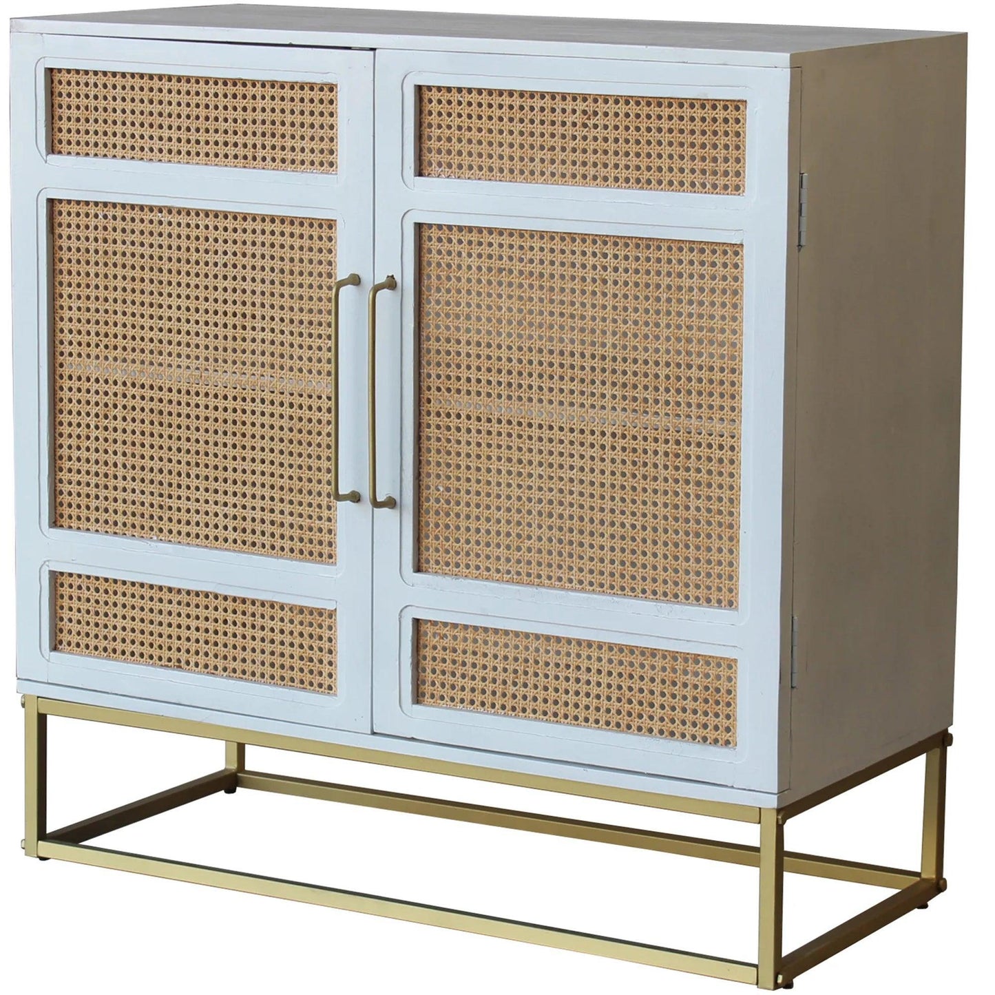 Armoire en rotin blanc à 2 portes Biscayne