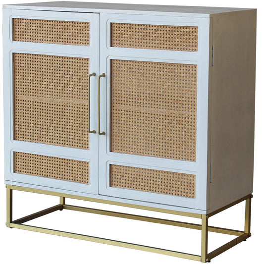 Armoire en rotin blanc à 2 portes Biscayne