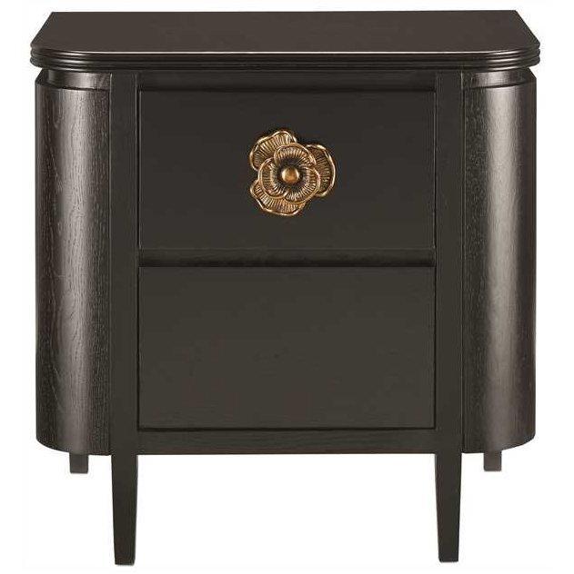 Table de chevet florale noire