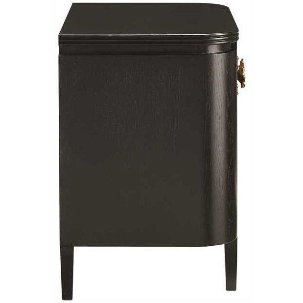 Table de chevet florale noire
