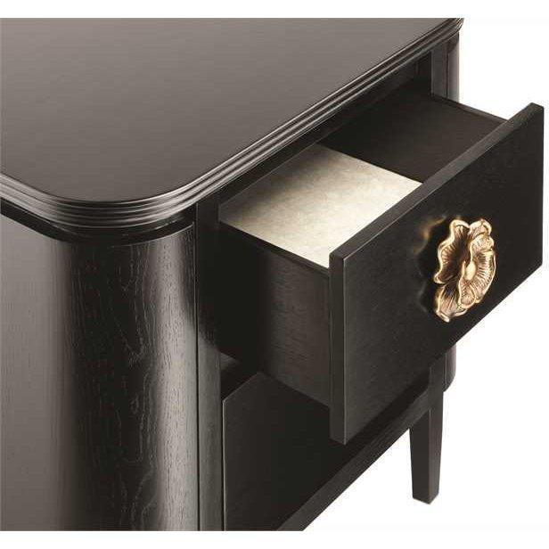Table de chevet florale noire