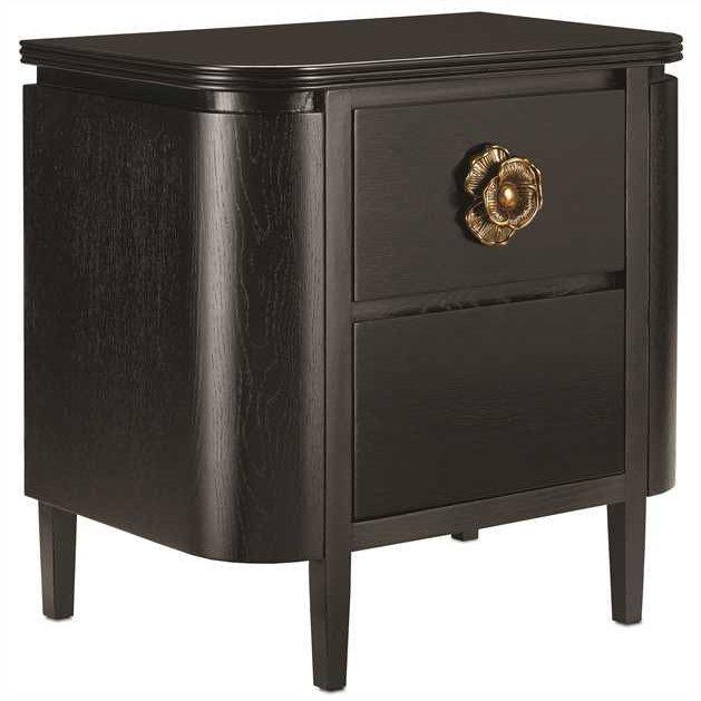 Table de chevet florale noire