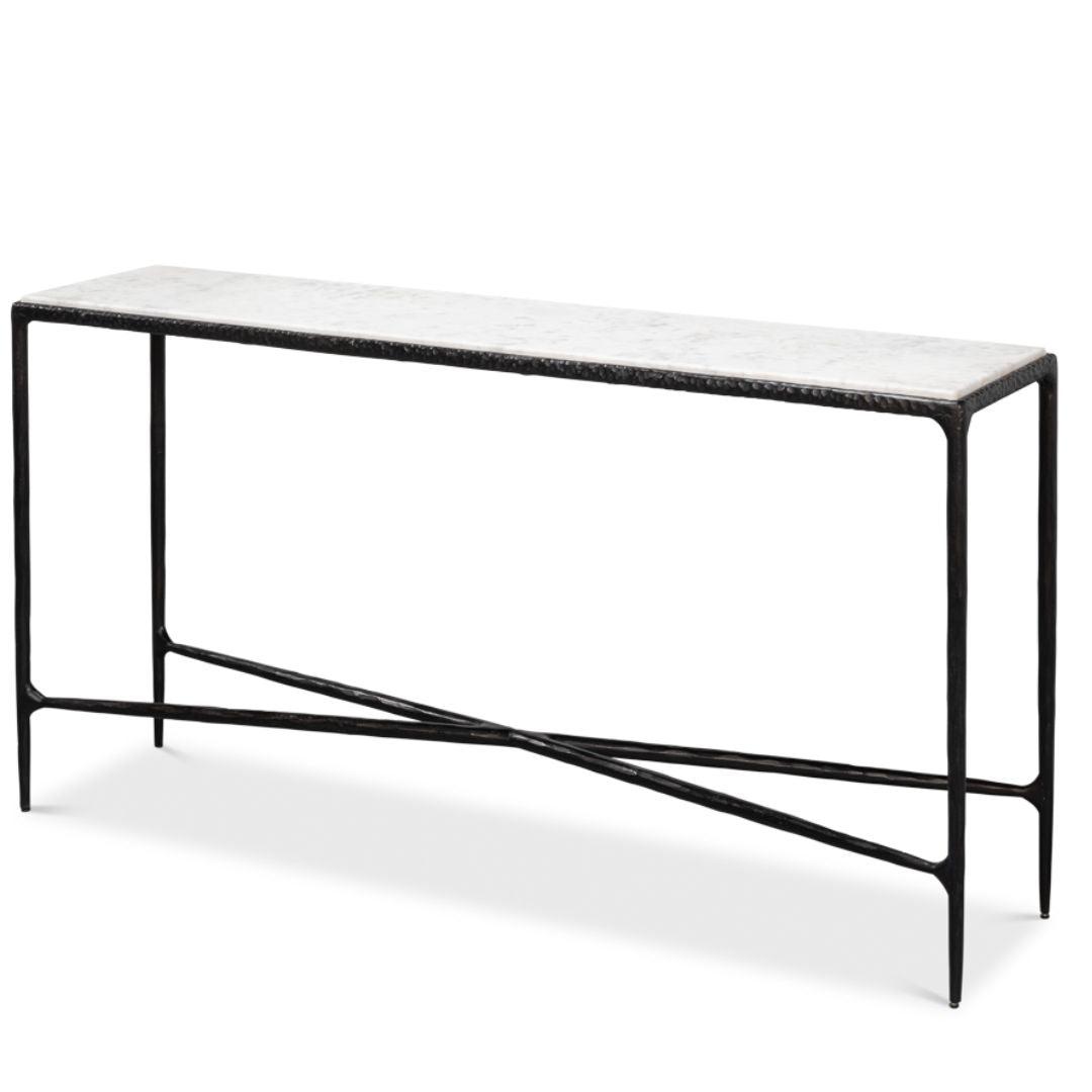 Table console avec plateau en marbre forgé