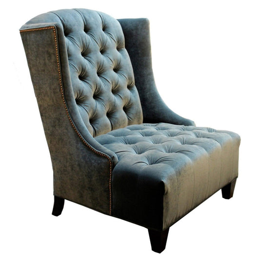 Fauteuil d'appoint luxueux en velours capitonné à oreilles