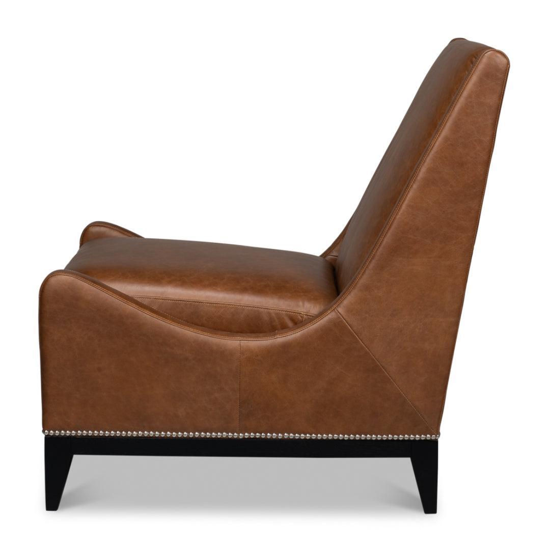Fauteuil d'appoint en cuir marron chocolat