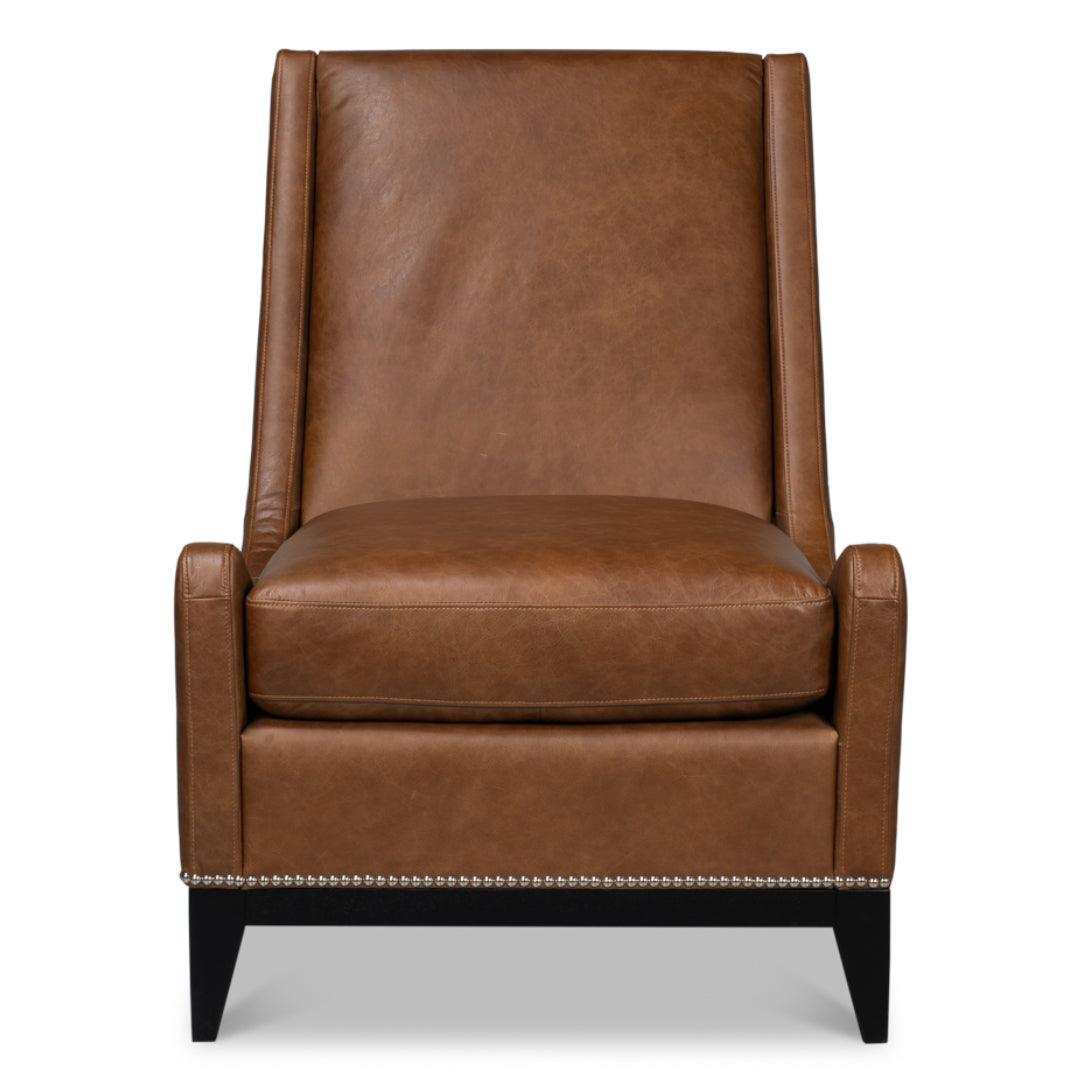 Fauteuil d'appoint en cuir marron chocolat