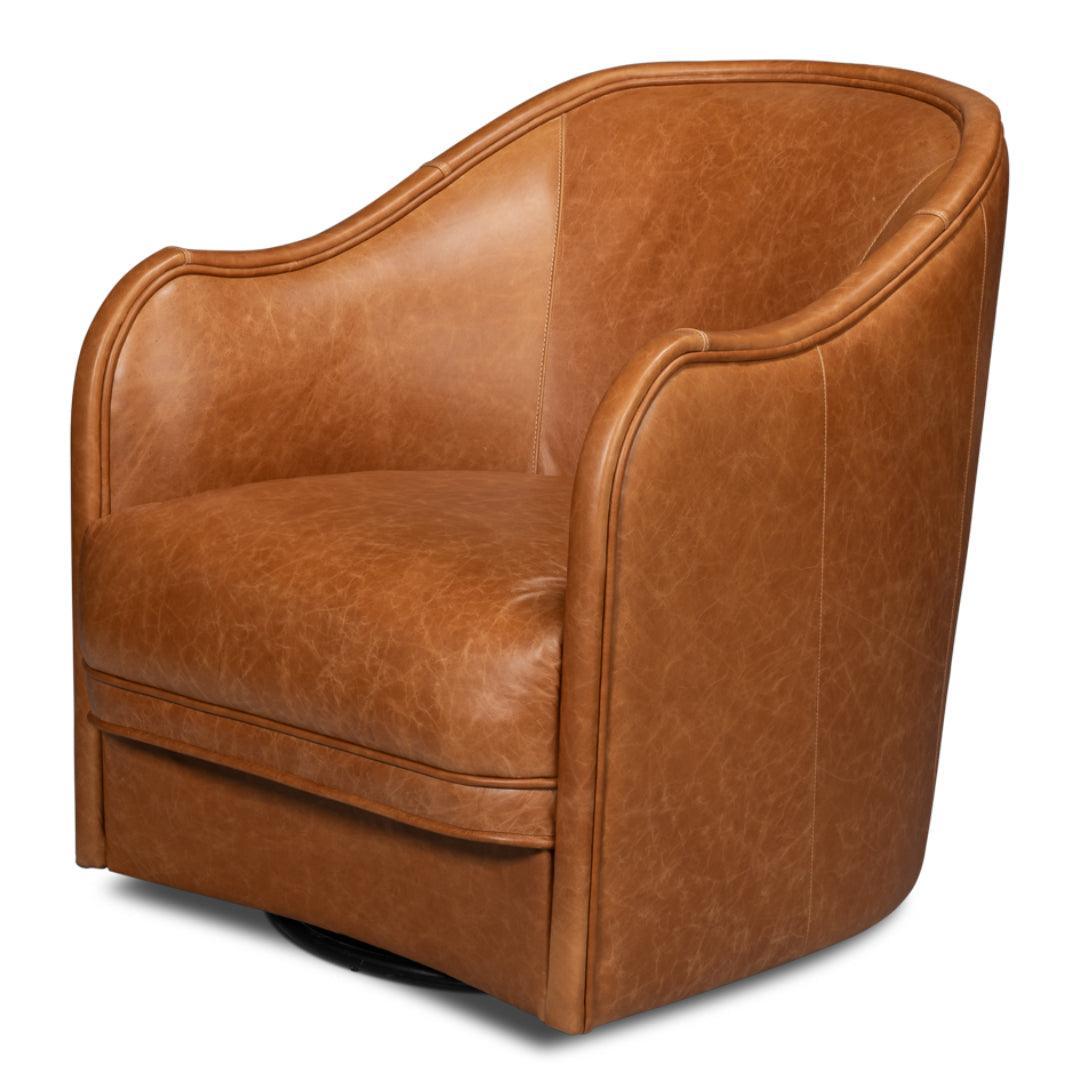 Chaise pivotante en cuir souple marron