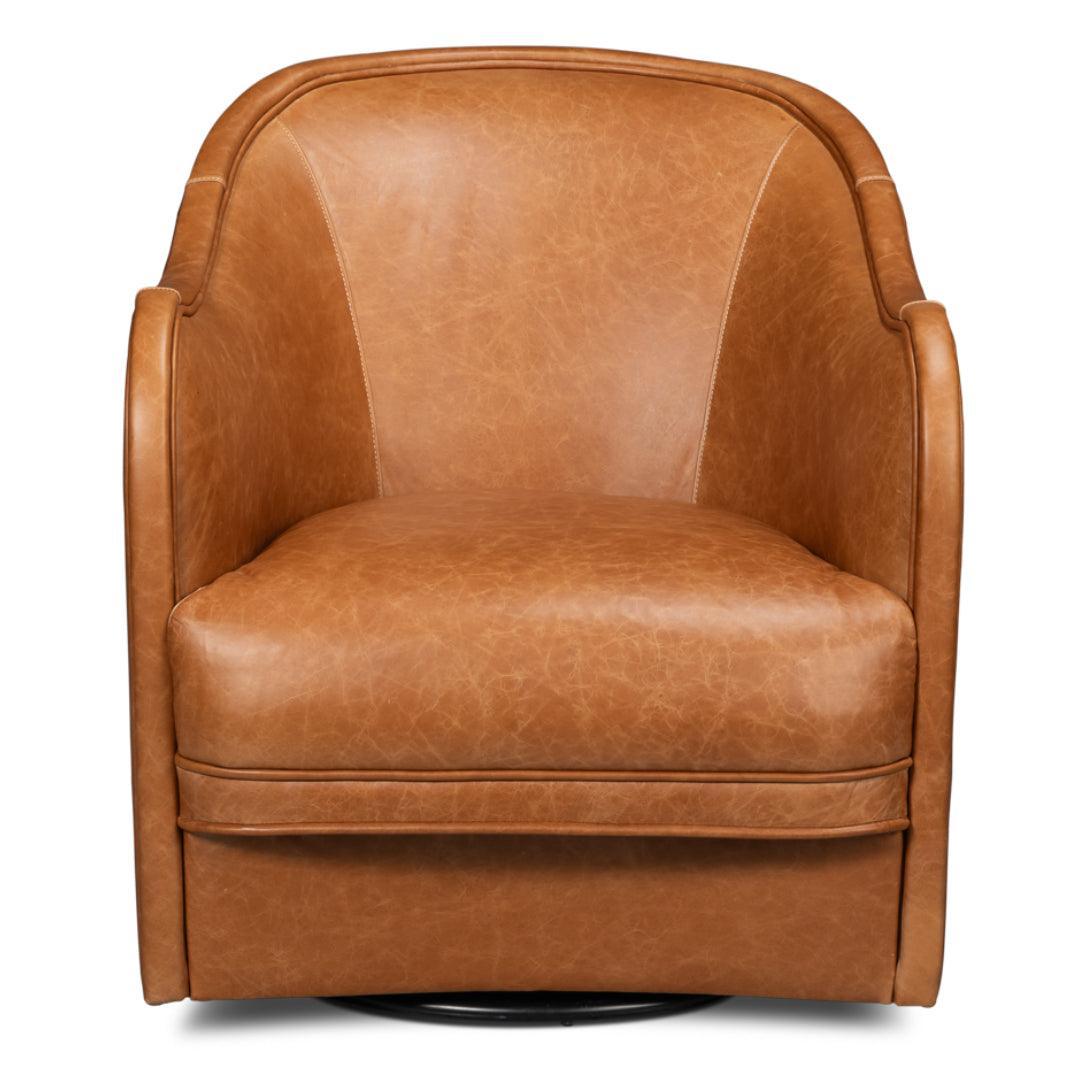 Chaise pivotante en cuir souple marron