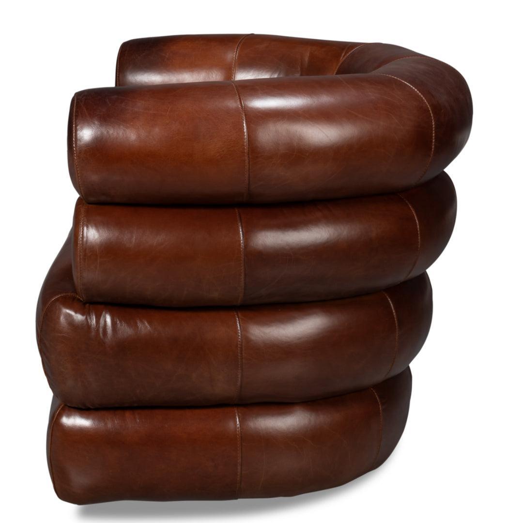Chaise pivotante en cuir marron Newark
