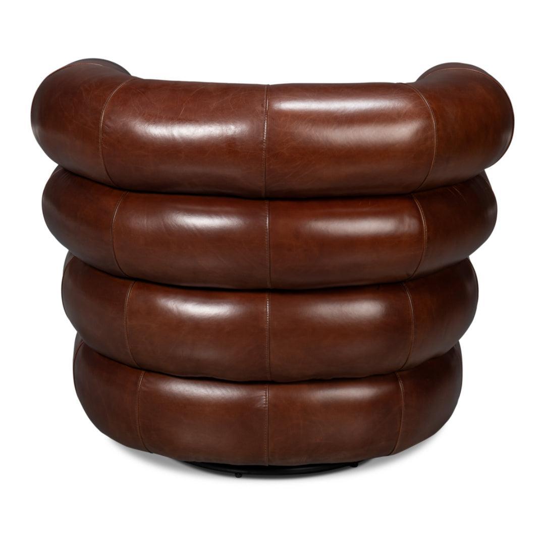Chaise pivotante en cuir marron Newark