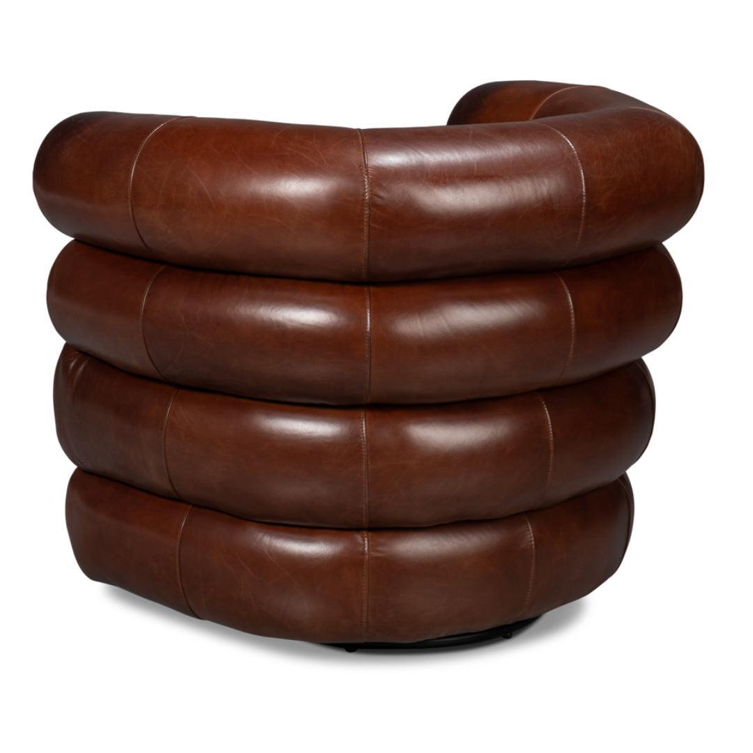 Chaise pivotante en cuir marron Newark