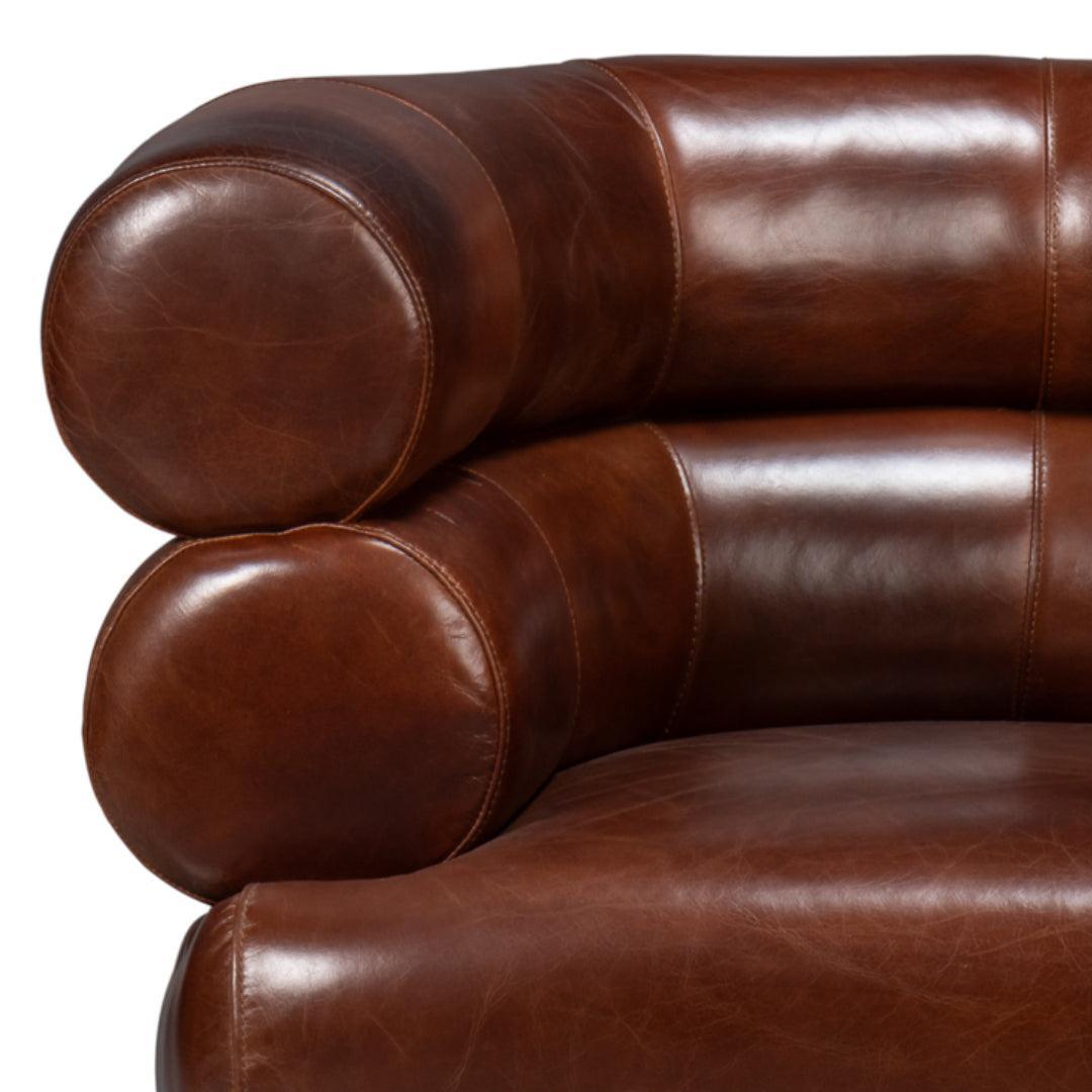 Chaise pivotante en cuir marron Newark
