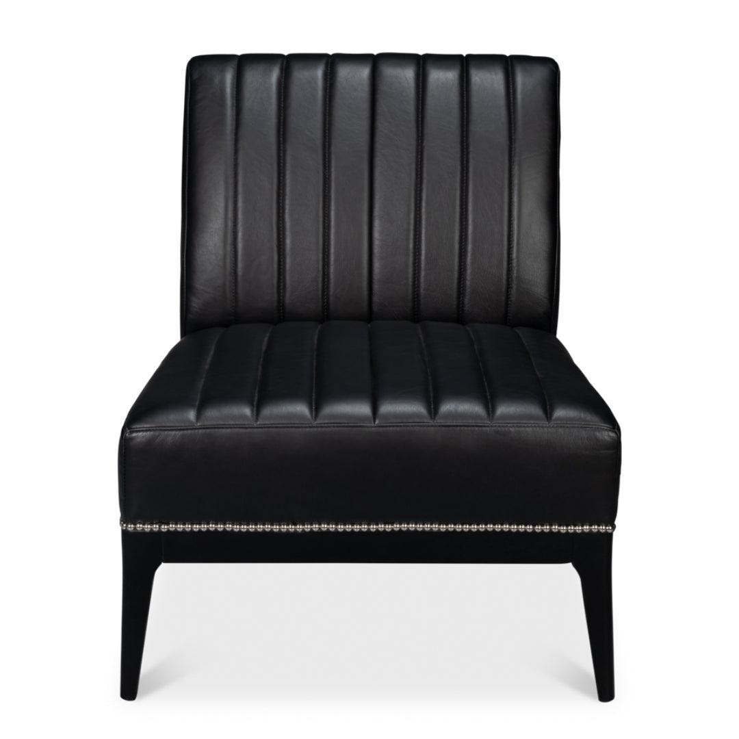 Fauteuil pantoufle moderne en cuir noir