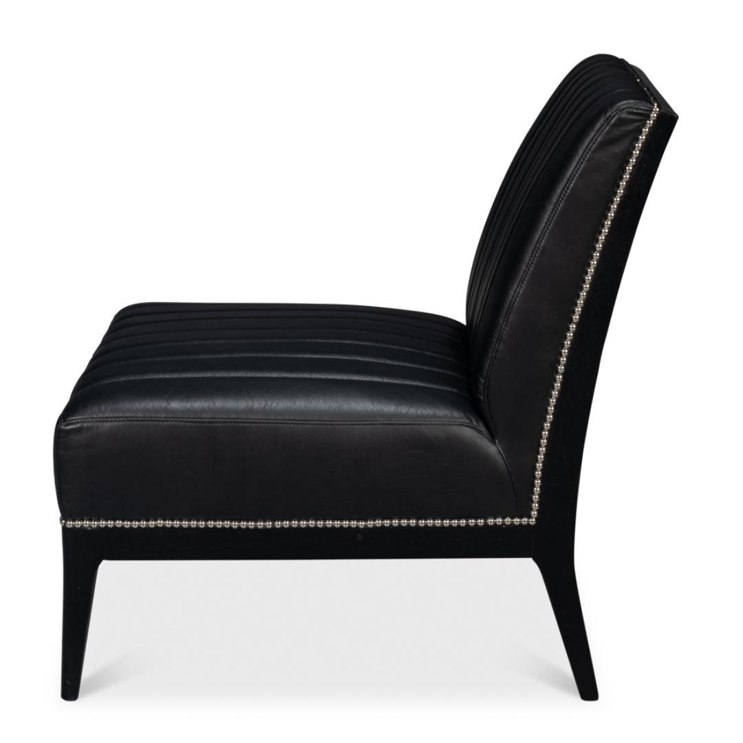 Fauteuil pantoufle moderne en cuir noir